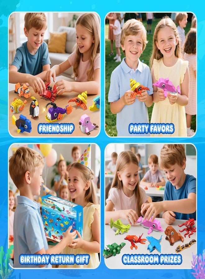 Hogokids 30 Pack Animals Valentines Party Favors For Kids, 824PCS Marine Animal Building Block Sets for Valentines Day Goodie Bags Filler Classroom Prizes Stocking Stuffers Birthday Gifts for Boys Girls 6+ - Image 3